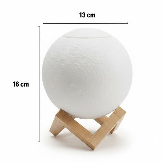3D Ay Tasarımlı Su Yenilemeli USB Hava Nemlendiricisi – Dokunmatik, 3 Renk Işık Modlu (Gün Işığı / Beyaz / Sarı Işık) Gece Lambası