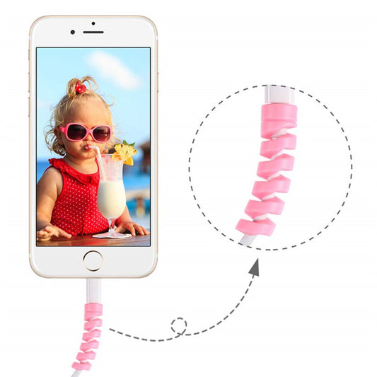 4lü Apple, Android Şaj Kablosu Koruyucu Silikon Spiral Yay Aparat