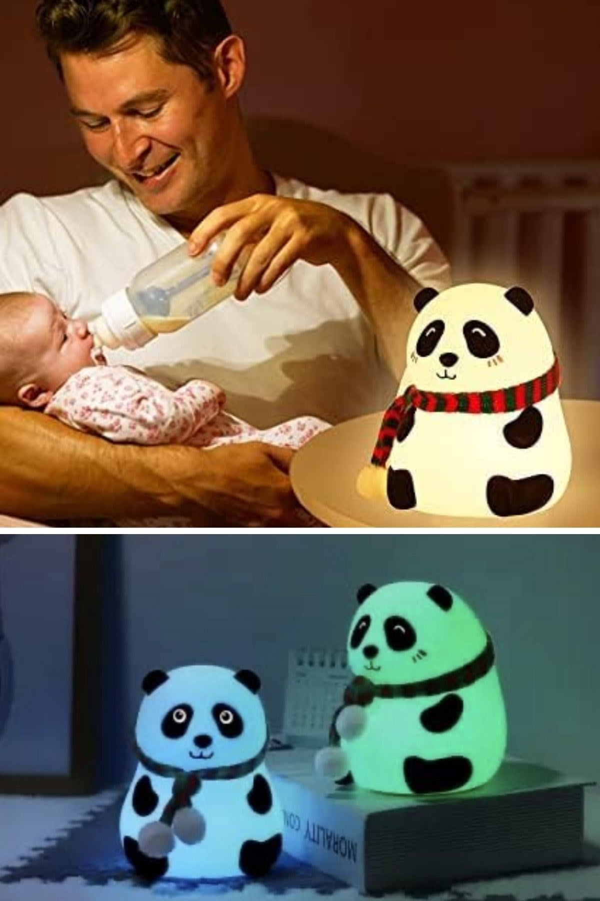 5 Farklı Renk Modlu Panda Figürlü Pofuduk LED Gece Lambası–Yumuşak Dokulu Çocuk Odası ve Dekoratif Şarjlı Ortam Işığı