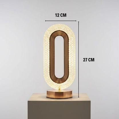 Oval Şeklinde Kristal LED Masa Lambası – Dokunmatik, 3 Renk Işık Modlu, Şarjlı Dekoratif Gece Lambası