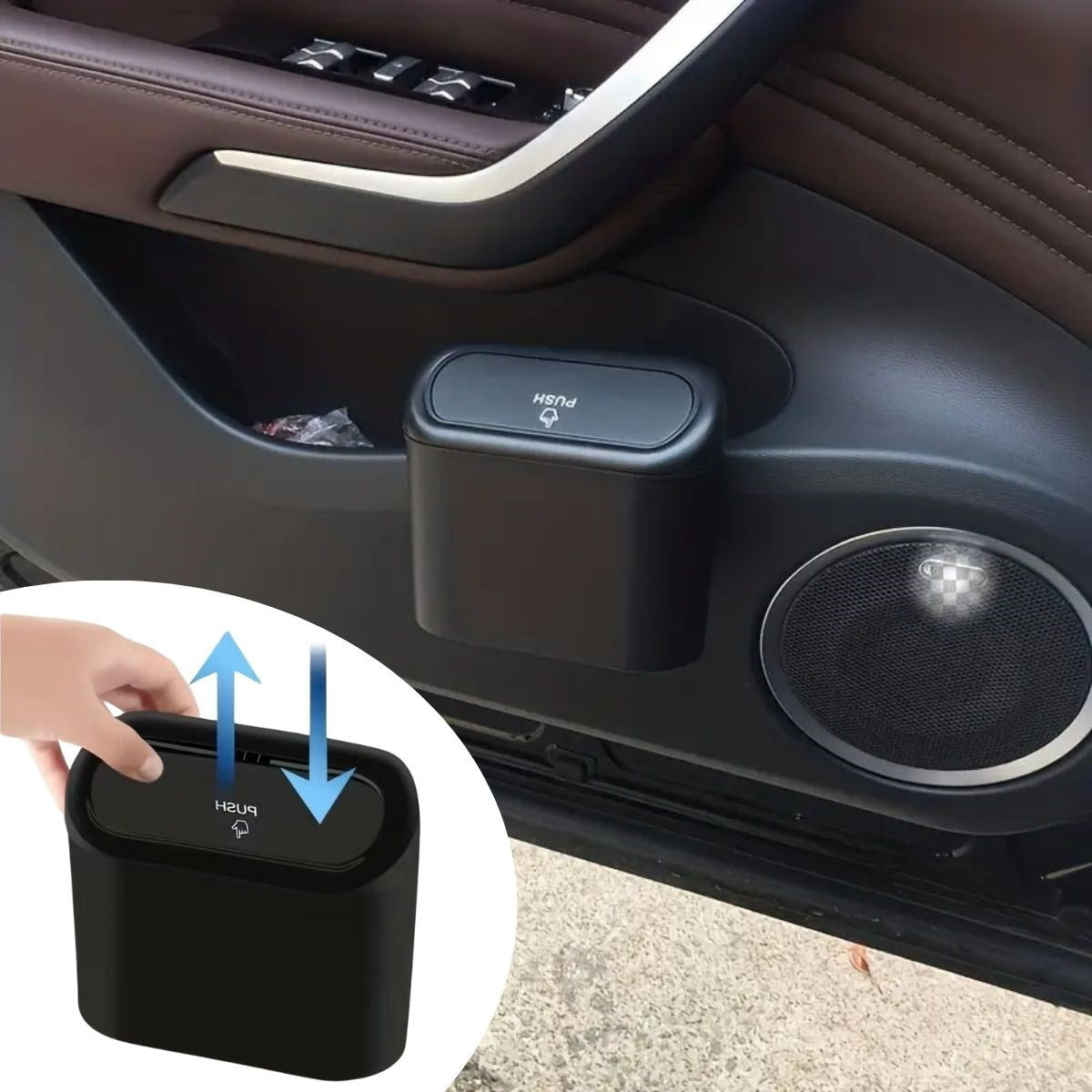 Araç İçi Takılarak Sabitlenebilen Mini Kapaklı Çöp Kovası