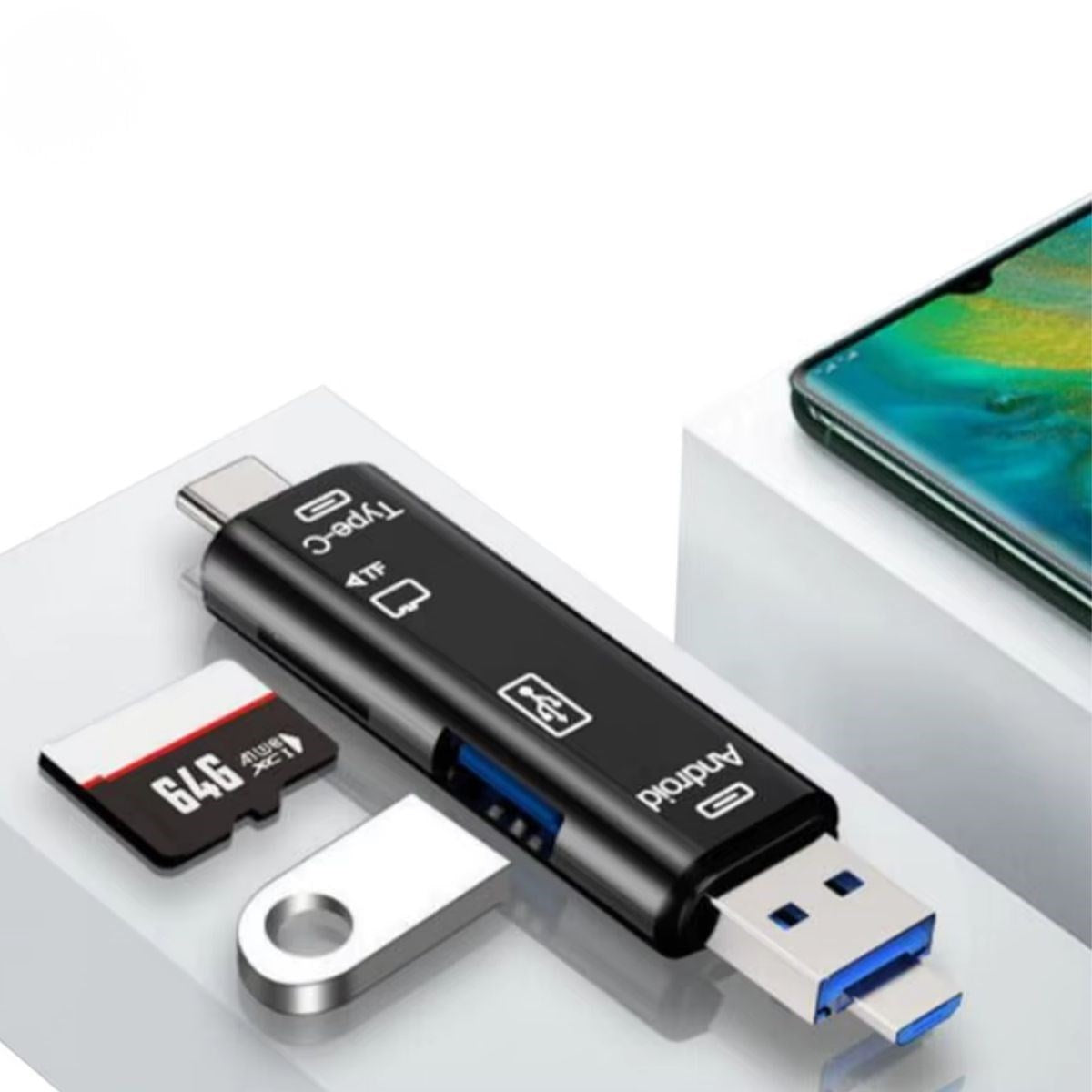 5 In 1 Çok Fonksiyonlu USB 2.0 Micro Sd Kart Okuyucu - Usb/micro Usb/type-C Çıkışlı, Otg Çevirici