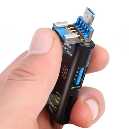 5 In 1 Çok Fonksiyonlu USB 2.0 Micro Sd Kart Okuyucu - Usb/micro Usb/type-C Çıkışlı, Otg Çevirici