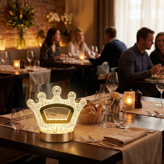 Kral Tacı Model Kristal LED Masa Lambası – Dokunmatik, 3 Renk Işık Modlu, Şarjlı Mini Dekoratif Gece Lambası