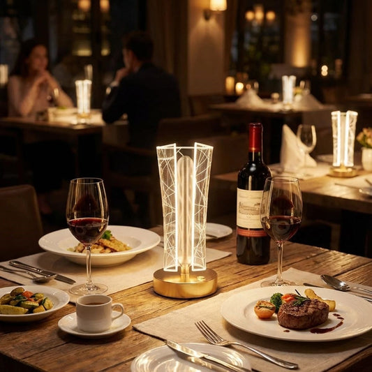 İki Yandan Kavisli Geometrik Kristal LED Masa Lambası - Dokunmatik Şarjlı Gece Lambası