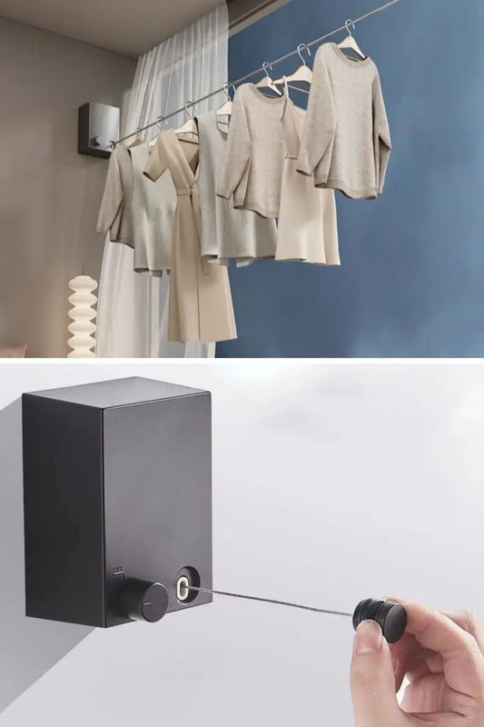 Teleskopik Çamaşır Kurutma Askısı, Pratik Geri Çekilebilir Çamaşır İpi