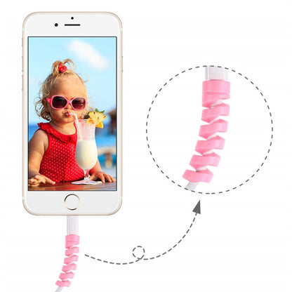 4lü Apple, Android Şaj Kablosu Koruyucu Silikon Spiral Yay Aparat