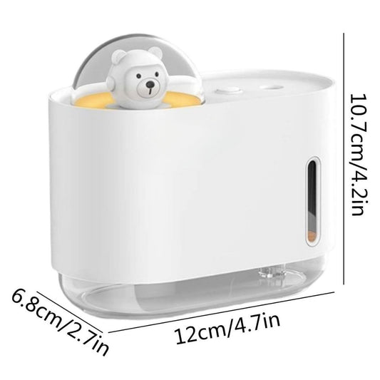 Uzay Ayısı 300 ML USB Hava Nemlendirici – LED Işıklı Masaüstü Buhar Makinesi, Yatak Odası & Çocuk Odası İçin Ortam Nemlendirici