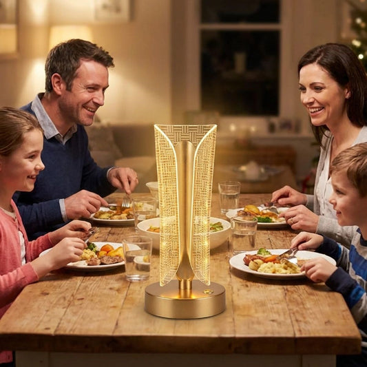 İki Yandan Kavisli Kristal LED Masa Lambası - Dokunmatik 3 Renk Işık Modlu Şarjlı Dekoratif Gece Lambası