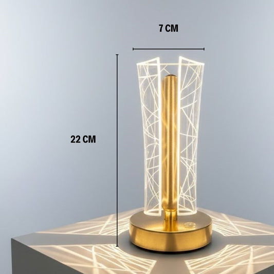 İki Yandan Kavisli Geometrik Kristal LED Masa Lambası - Dokunmatik Şarjlı Gece Lambası