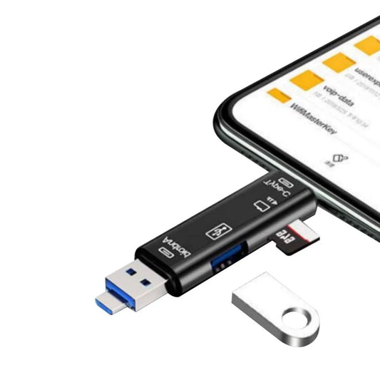 5 In 1 Çok Fonksiyonlu USB 2.0 Micro Sd Kart Okuyucu - Usb/micro Usb/type-C Çıkışlı, Otg Çevirici