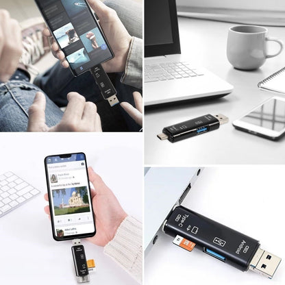 5 In 1 Çok Fonksiyonlu USB 2.0 Micro Sd Kart Okuyucu - Usb/micro Usb/type-C Çıkışlı, Otg Çevirici