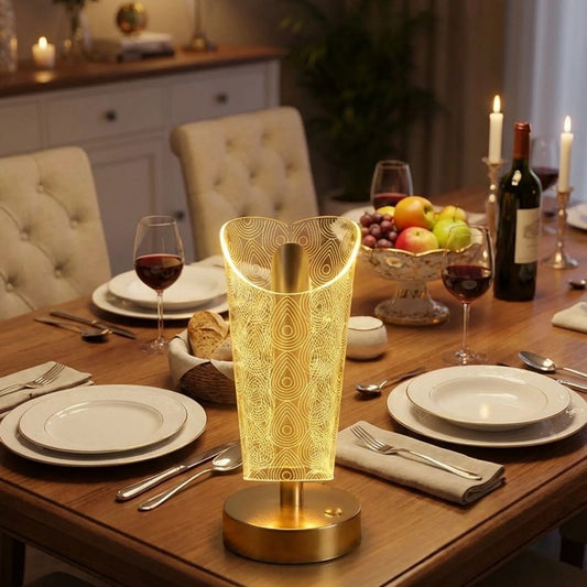 Açık Silindirik Kristal Damla Model LED Masa Lambası – Gold Tabanlı, Dokunmatik, 3 Renk Işık Modlu, Şarjlı Modern Dekoratif Gece Lambası