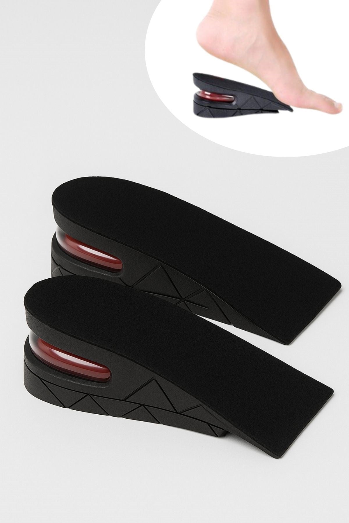 5 cm Boy Uzatıcı Silikon Ortopedik Topuk Tabanlık – Yüksek Konforlu Gizli Yükseltici Ped (Unisex)