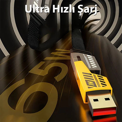 4in1 65W Hızlı Şarj Kablosu – Type-C to USB-A + Type-C to Lightning, 27W PD Destekli Çoklu Şarj Kablo