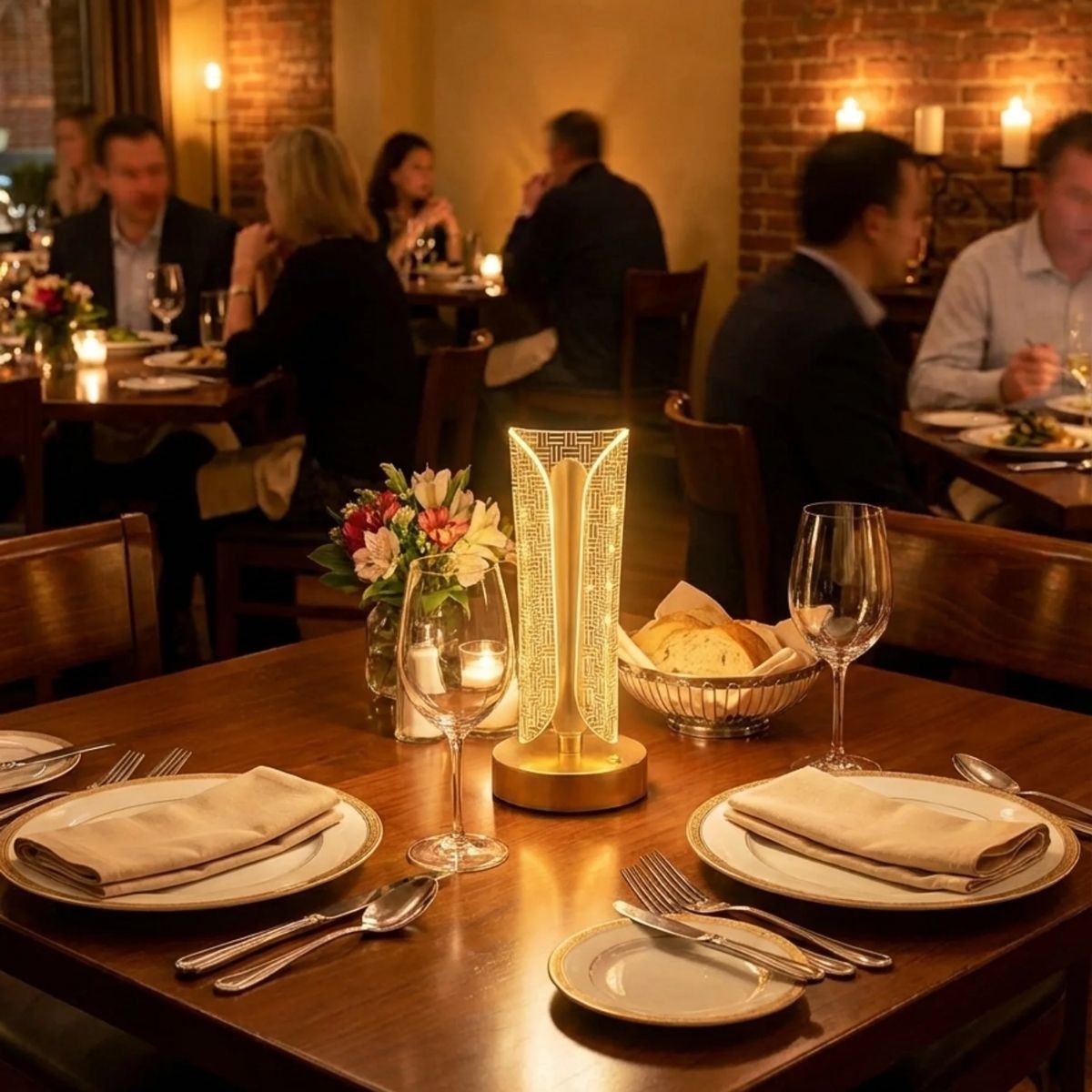 İki Yandan Kavisli Kristal LED Masa Lambası - Dokunmatik 3 Renk Işık Modlu Şarjlı Dekoratif Gece Lambası