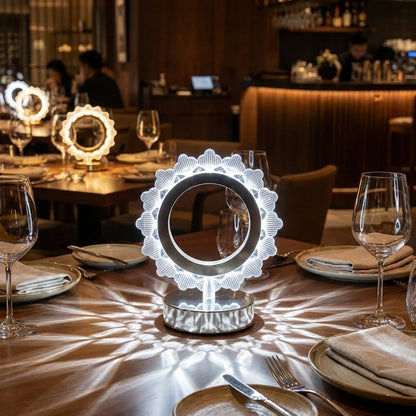 Güneş Şeklinde Kristal LED Masa Lambası – Dokunmatik, 3 Renk Işık Modlu, Şarjlı Mini Dekoratif Gece Lambası