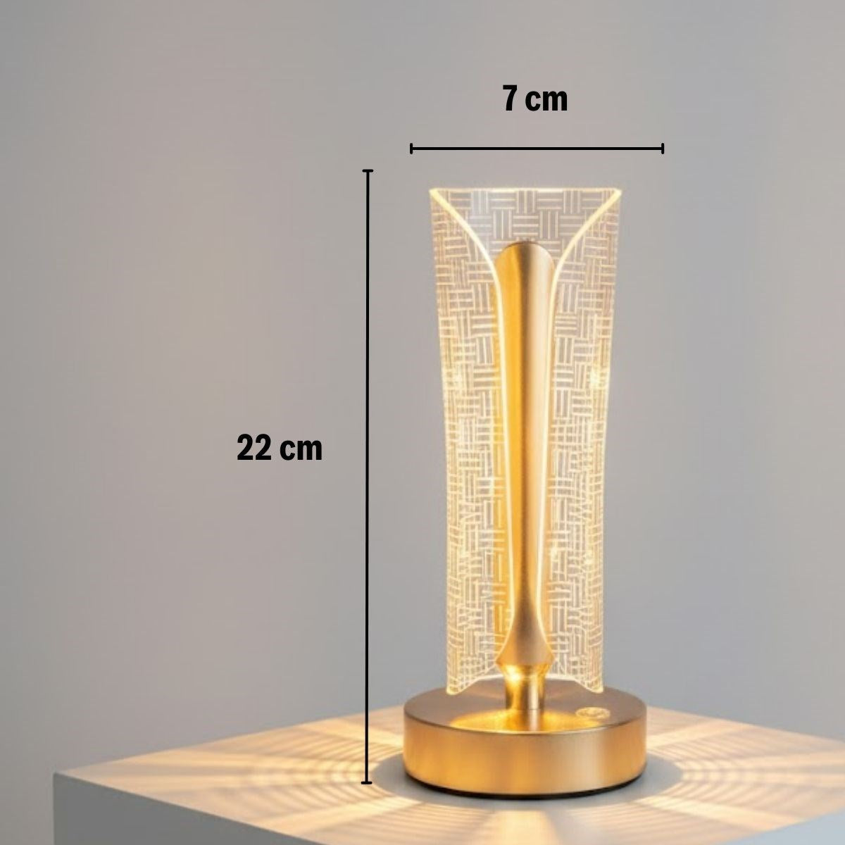 İki Yandan Kavisli Kristal LED Masa Lambası - Dokunmatik 3 Renk Işık Modlu Şarjlı Dekoratif Gece Lambası