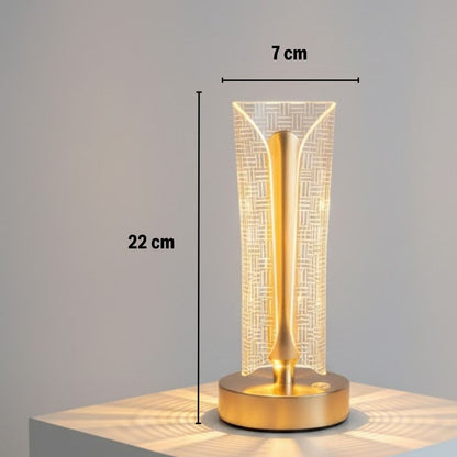 İki Yandan Kavisli Kristal LED Masa Lambası - Dokunmatik 3 Renk Işık Modlu Şarjlı Dekoratif Gece Lambası